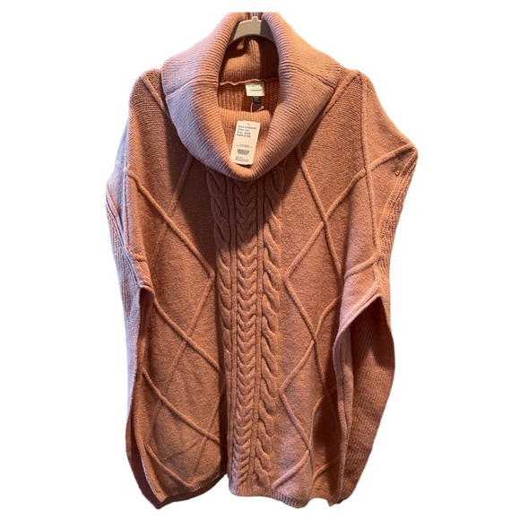 Simple by Suzanne Betro Blush Cable-Knit Turtleneck Poncho 3X/4X - Picture 4 of 6